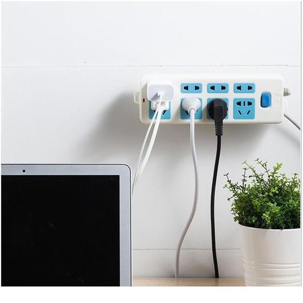 

self-adhesive socket fixer wall-mounted sticker punch-plug strip fixed hooks home storage cable wire organizer sock jllyrx