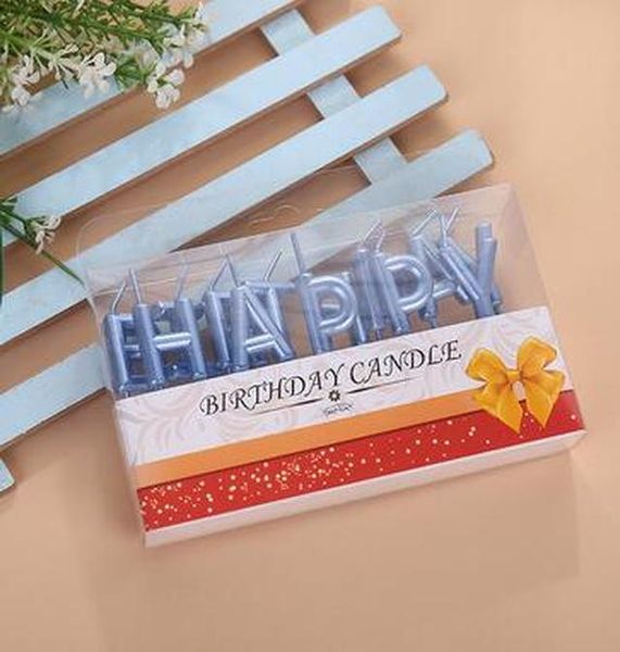 

1 набор с днем ​​рождения буква свечей зубочистки красочные воска свеча для украшения торта фестиваль партии поставки выпечки подарок wmtblt