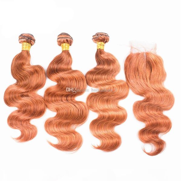 

orange color lace closure with body wave human hair weaves orange cosplay hair malaysian virgin hair extension fast shipping 4pcs lot, Black;brown