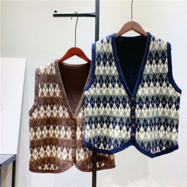 

artistic style geometric diamond knitted blouse women's spring and autumn new soft waxy versatile vt 1860, Black;white