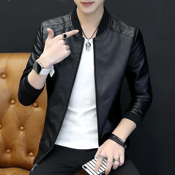 

designer new mid long men's leather clothes in spring and autumn black friday 2021 deals, Black;brown