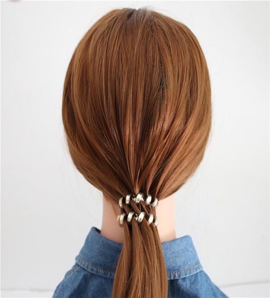 

мода женщины пластиковые телефонные проволоки усилители волос металлические цвет золотой серебро черный резина резина аксессуары для волос п, Silver