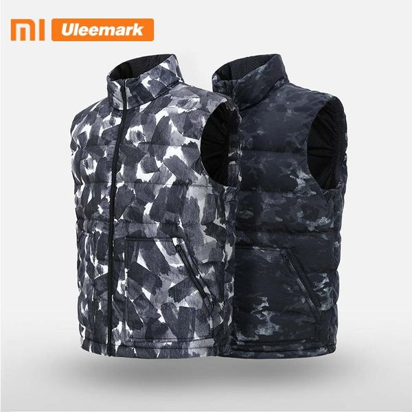 

uleemark men's light-weight business-casual stand collar duck down waistcoat, Black