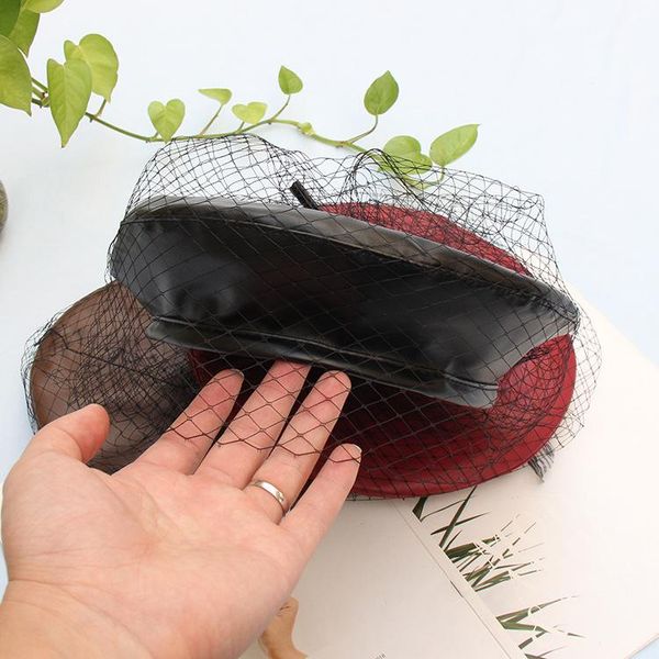 

hat ladies mesh beret black pu leather painter cap retro fashion czapka zimowa berets caps for women boinas para mujer casquette, Blue;gray