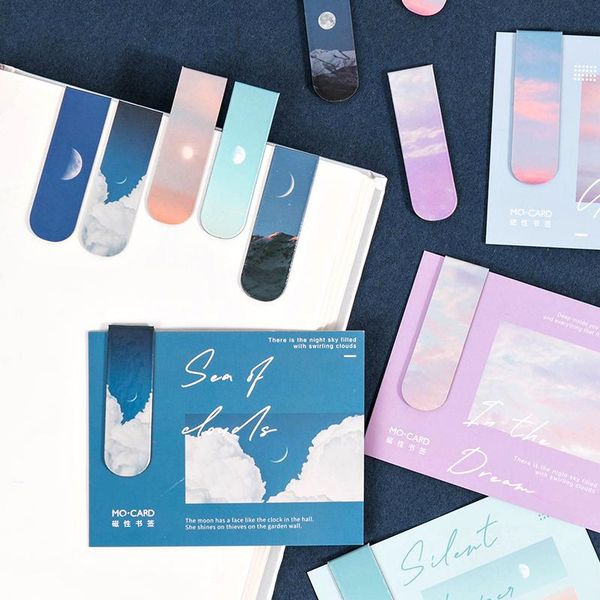 

1pcs moon phase magnetic bookmark for books sun clouds glow magnet page clip marker stationery office school supplies a6998