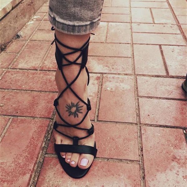 

shipment of fashion women black suede cross strap pumps high strapped ankle sandals ten cm sqqm