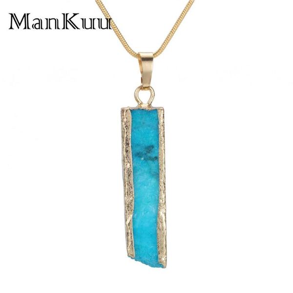 

pendant necklaces mankuu solid druzy stone necklace column irregular gold plating natural amulet pillar for women, Silver