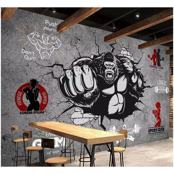 

personality creative fitness bodybuilder gorilla 3d wall paper roll gym bedroom background 3d mural wallpaper jllhfi mxyard