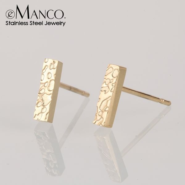 

emanco trendy small geometric stud earrings for women cool tiny stainless steel square earings fashion jewelry y200323, Golden;silver