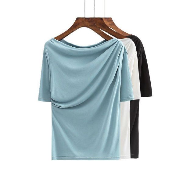 

fashion elegant women slash neck dance clothes,plus size lavender yellow pleated slim modal cotton shirt 5xl 6xl blouse, White