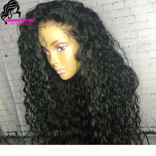 

long loose curly wigs with baby hair black color full density synthetic lace front wig for women ing