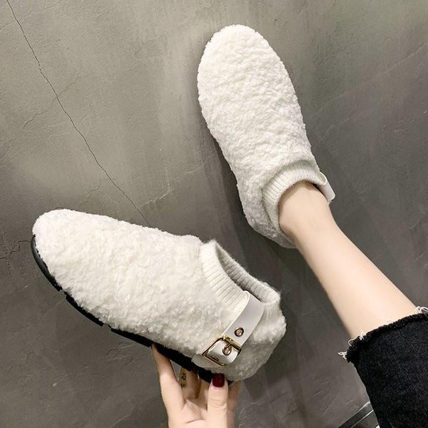

round toe winter shoes women slip-on loafers fur autumn casual female sneakers flats shallow mouth slip on moccasin fall new, Black