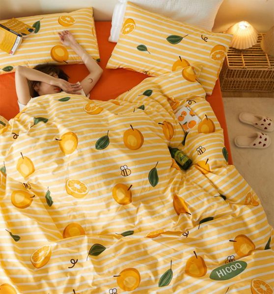 

yellow orange bedding set teen child kid,cotton twin full  king single double home textile bed sheet pillowcase duvet cover
