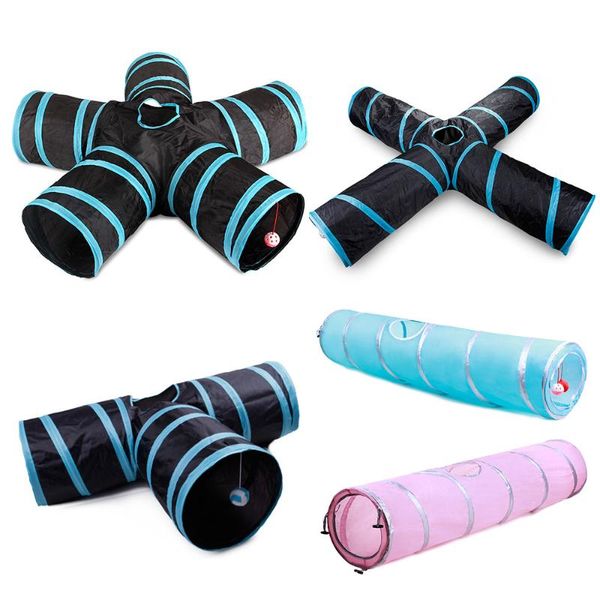 

cat toys indoor 2/3/4 5-way collapsible tunnel tube kitty bored pet peek hole toy puppy kitten