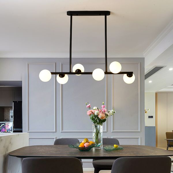 

dining room ceiling chandelier suspension horizontal glass balls chandeliers kitchen hanging lamp office front desk lights