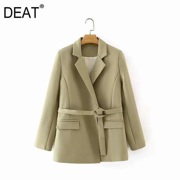 

дикс] 2020 весна осенью новая мода прилив пальто с длинным рукавом сплошной цвет без удержания sashes v-образным вырезом повседневные женщи, White;black