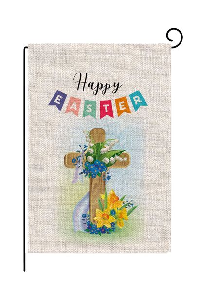 

new easter garden flags colorful double-sided printing bunny cross egg letters pattern flag banners customized vtky2203