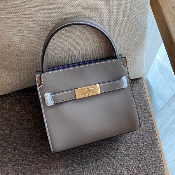 

designer branded tb mini double leather handbag stitched cowhide one shoulder messenger bag for women