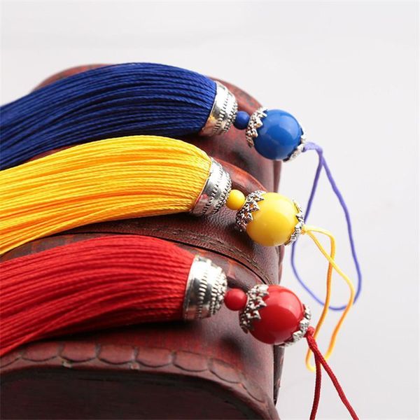 

5pcs pure color polyester with beads tassel pendant chinese knot tassel diy handicrafts curtain garment sewing accessories h bbymny