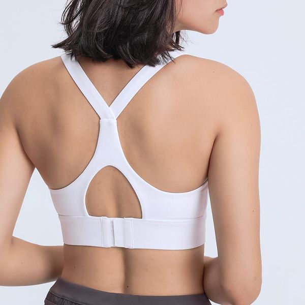 

gym clothing women back closure push up sports bra medium support padded yoga athletic fitness workout sport top, White;black