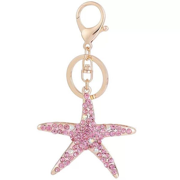 

keychains fashion crystal starfish key ring lovely marine car chain girl bag accessories, Silver