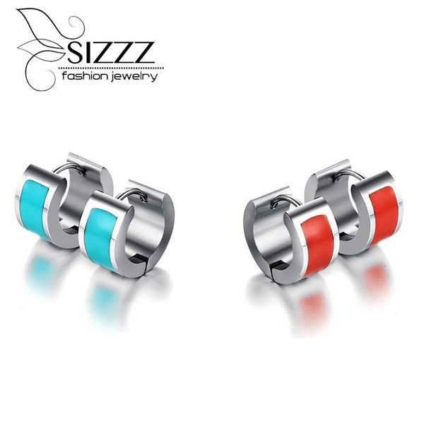 

sizzz 2021 new fashion trend ear buckle trendy temperament lady red/blue hoop earrings for women, Golden;silver