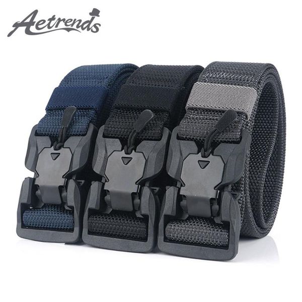 

aetrends] super magnetic buckle quick-release nylon canvas breathable tactical belts for men waist belt d-0178, Black;brown