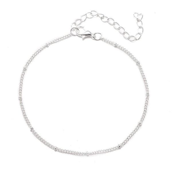 

iparam summer simple silver color bead chain anklet bohemian vintage footwear leg bracelets 2020 female foot qylfaz, Red;blue