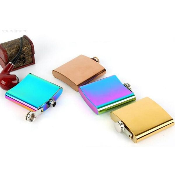 

rainbow colored plating stainless steel hip flask 6oz creative electroplate whisky flagon portable wine jug 4 colors ing