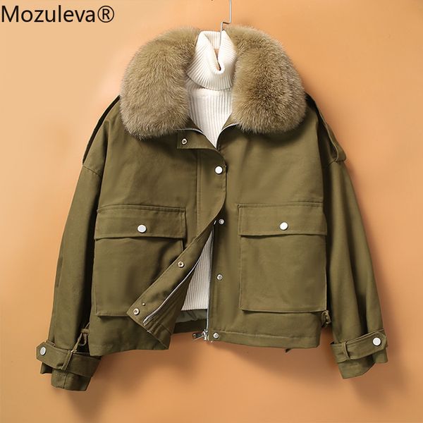 

mozuleva big fur hairline down jacket women short style pie overcomethickening early winter coat women's ins style women's wear q1, Black