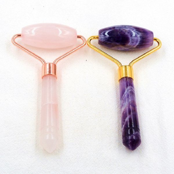 

rose quartz face slimming rollers mini massager crystal facial jade beauty rollers skin care tools jade portable cute massager