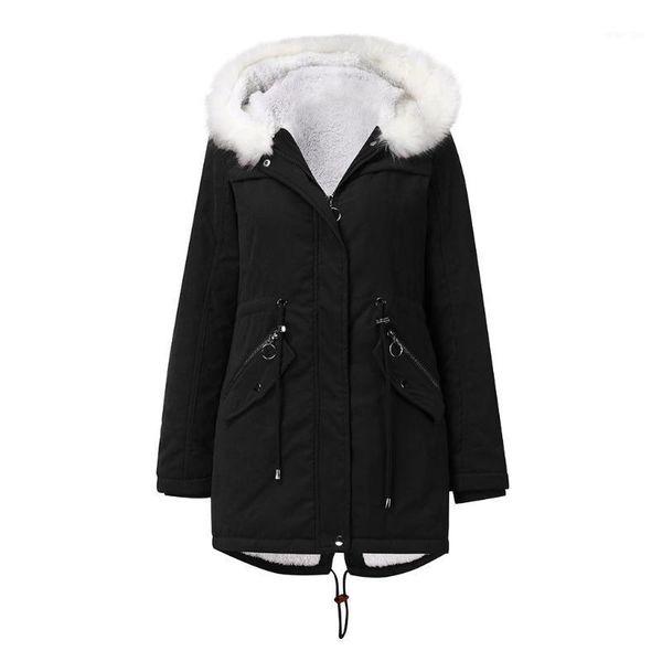 

winter coat women jacket warm cotton padded jackets outerwear hooded parkas green clothing dropshipping1, Black