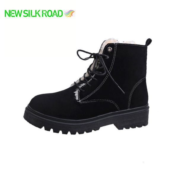 

ретро женские меховые снежные ботинки зимние женские скольжения на середине каблуки замшевые вереток купель плюшевые женские теплые лодыжки, Black