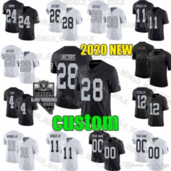 

2020 новый пользовательский лас-вегас рейдеры джерси 25 fred biletnikoff 44 nick kwiatkoski 20 damon arnette 96 clelin ferrell 13 hunter ren, Black;red