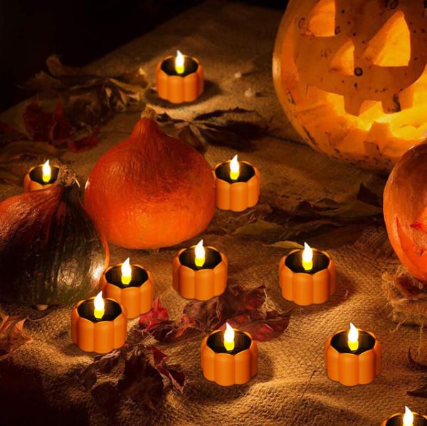 

a-halloween christmas lamp flashing light pumpkin candles flameless led solar candle decoration gwe1684