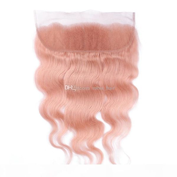

peuvian pink hair weaves with lace frontal closure body wave rose gold human hair bundles with 13*4 lace frontal, Black;brown