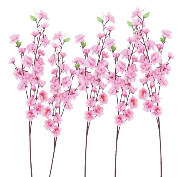 100 Stück Pfirsich-künstlicher Kirsch-Frühlings-Pflaumenblüten-Zweig Seidenblumenbaum für Hochzeits-Party-Dekorationen