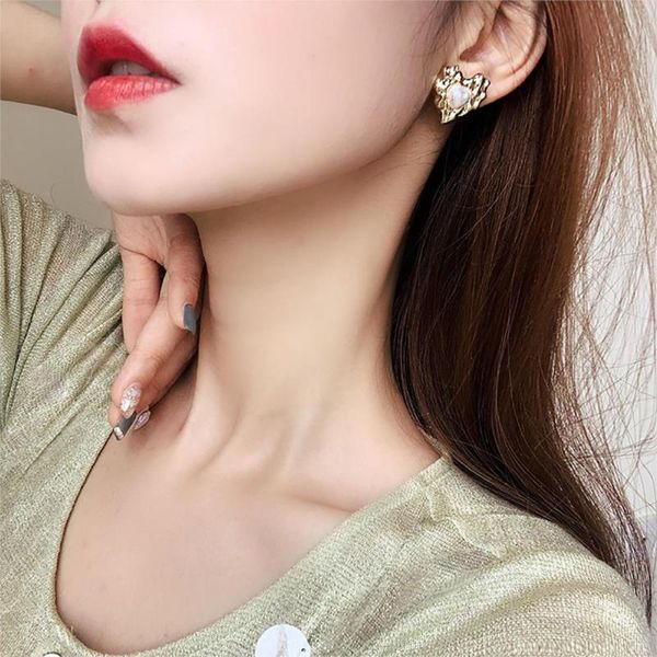 

8seasons sweet stud earrings for women bowknot heart imitation pearls party club gold color metal earrings statement jewelry, Golden;silver