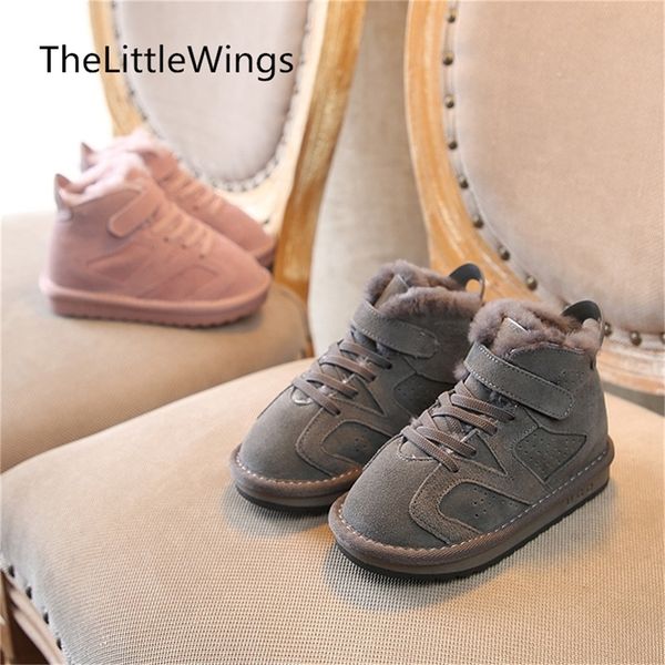 

boys new kids thickened warm snow fgenuine leather winter girls antiskid cotton boots 1-15 years old y201028, Black;grey