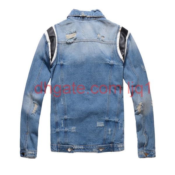 

19fw new mens denim jackets men women hip hop retro casual jacket distressed ripped denim jacket streetwear, Black