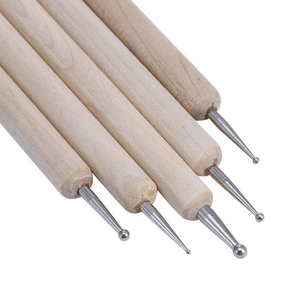 

5pcs 2 way wooden nail dotting pen professional nail point pen crystal beads nail art design manicure rhinestone pick qylqoe, Silver