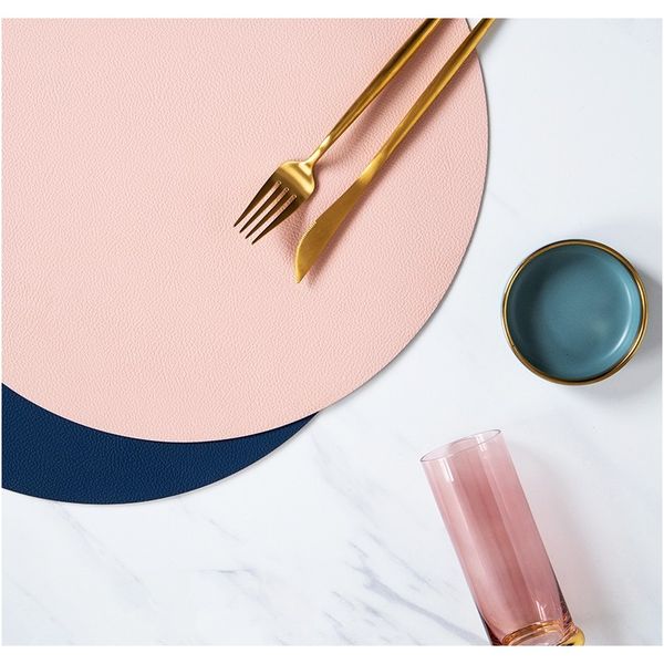 

pu leather waterproof placemat tableware pad table mat heat insulation durable for kitchen dining bowl non slip f wmtrlq
