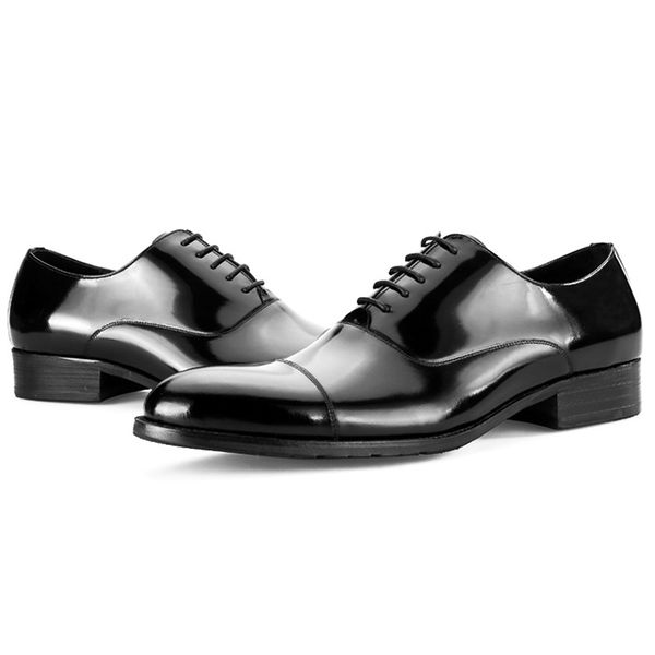 

2020 arrival new derby man men's shoes leather handcrafted oxfords luxury male bridal wedding apartments sde0, Black