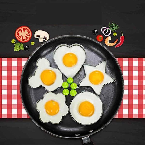 

fashion stainless steel 5style fried egg pancake shaper omelette mold mould frying egg cooking tools kitchen accessories gadget rings