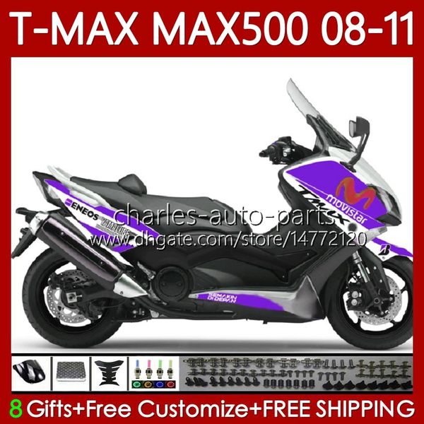 Body Kit für Yamaha TMAX MAX 500 XP500 MAX-500 T 2008–2011 Karosserie 107No.21 TMAX-500 TMAX500 T-MAX500 2008 2009 2010 2011 MAX500 08 09 10 11 Neue lila OEM-Verkleidung
