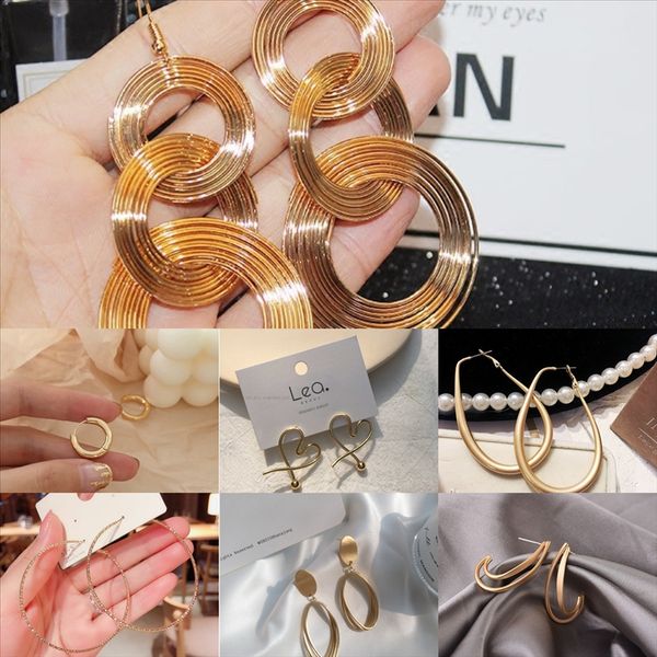 

6zb new fashion jewerly men's earring famous brand stud plated steel thread gold earrings titanium stainless steel classical love, Golden