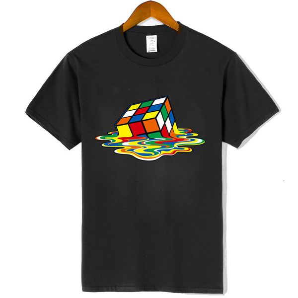 

new men's 00%cotton short sleeve magic square printing o-neck casual hip hop t-shirt for men, White;black