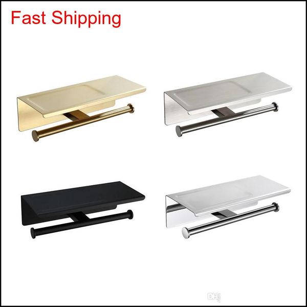 

double ring toilet paper holder big shelf black & brushed gold & chrome stainless steel qylepv sports2010
