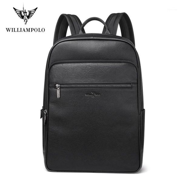 

backpack williampolo lapmen's leather women's business bag black ultralight thin1