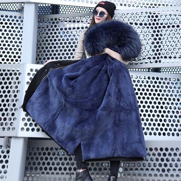 

real rex fur liner parkas women natural raccoon dog fur collar hooded coats outerwear 2019 autumn winter 2 styles1, Black
